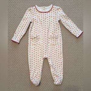 GAP White and Red Heart Print Kids Footie